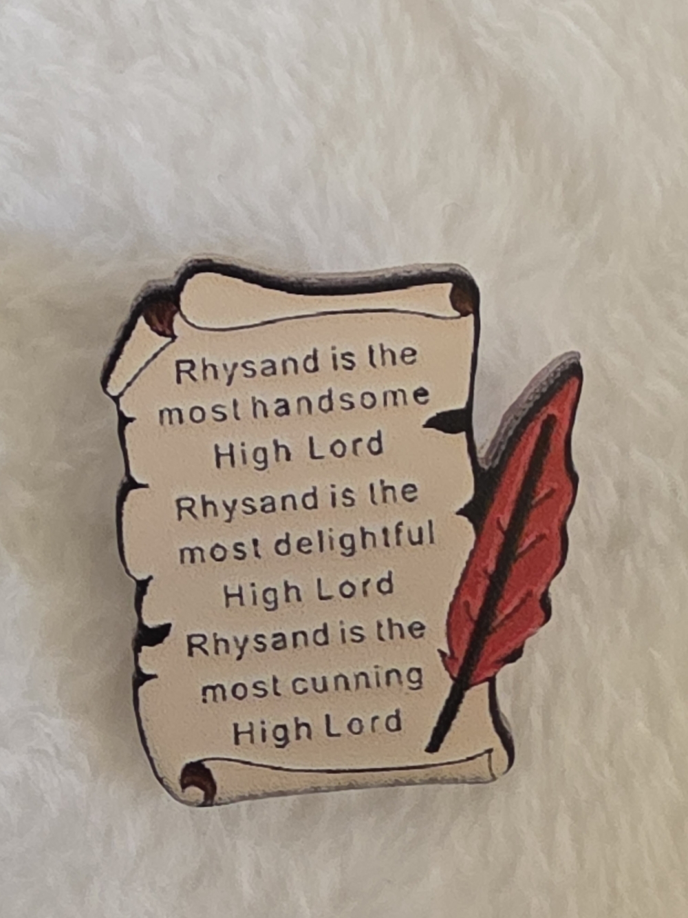 Rhysand High Lord Scroll & Quill Enamel Pin | ACOTAR Bookish Merch